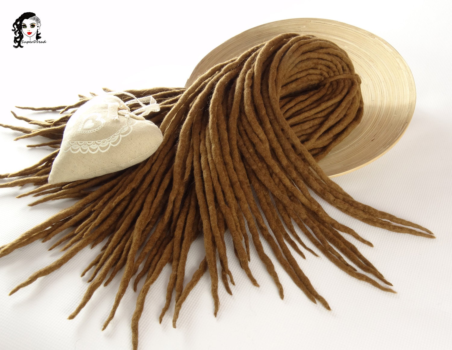 Merinowolle Dreadlocks Doppelseitige Haarverlängerung in Zimt-Hellbraun von Etsy - ElloshopDreads