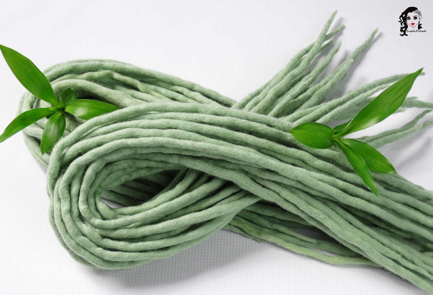 Mint Hellgrüne Wolle Dreadlocks Doppelendige Haarverlängerungen von Etsy - ElloshopDreads