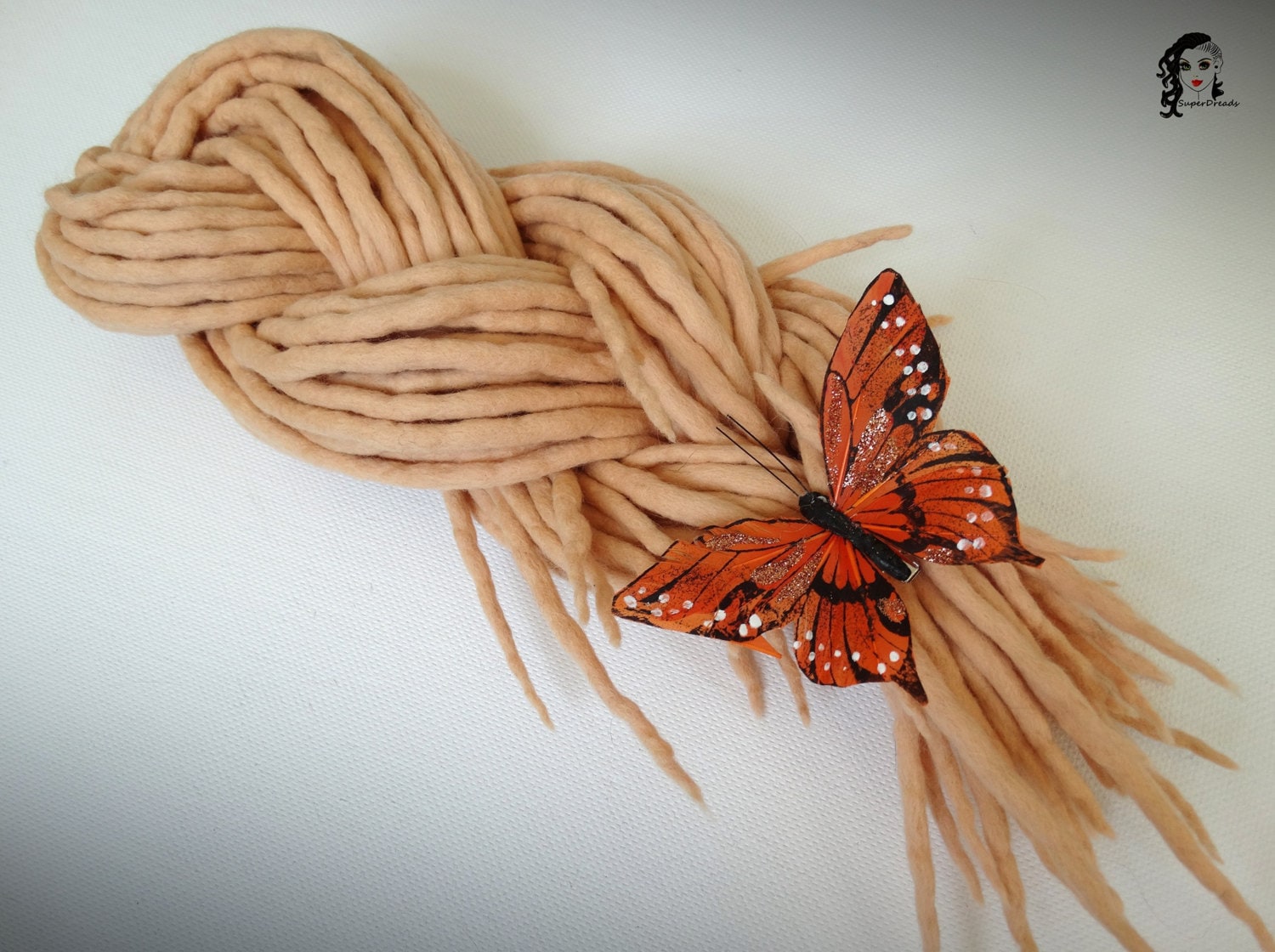 Pastell Orange Wolle Dreadlocks Doppelendige Haarverlängerung von Etsy - ElloshopDreads