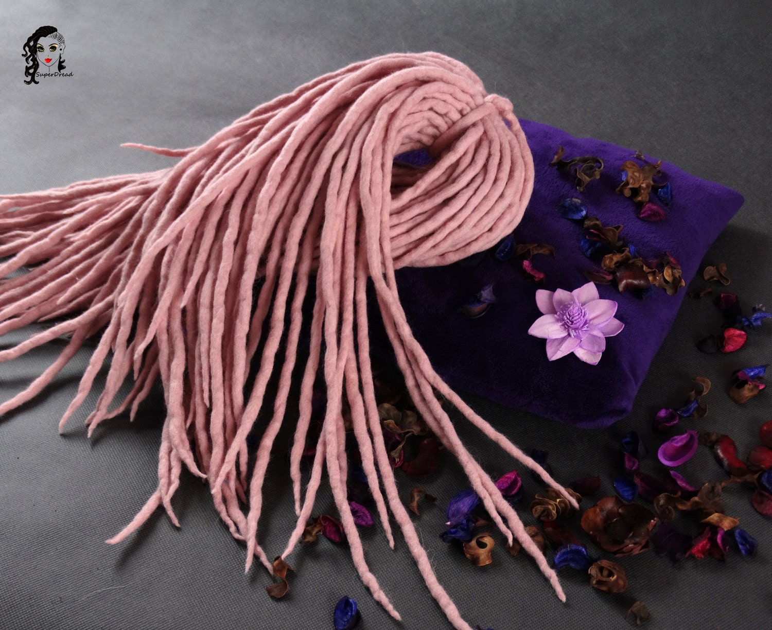Rosa Wolle Dreadlocks Doppelseitige Haarverlängerung von Etsy - ElloshopDreads