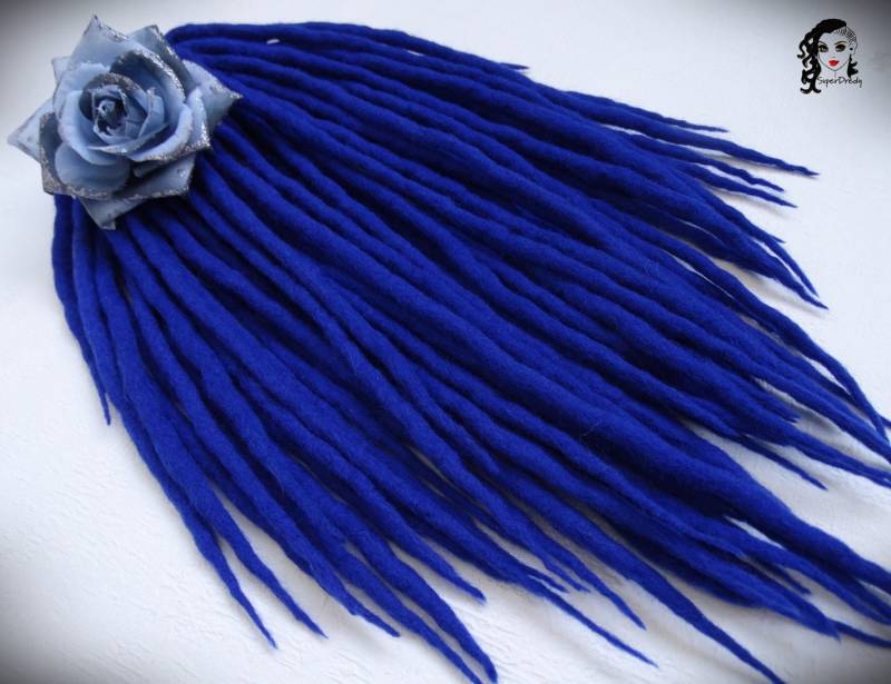 Sapphire Blaue Wolle Dreadlocks De Haarverlängerung von Etsy - ElloshopDreads