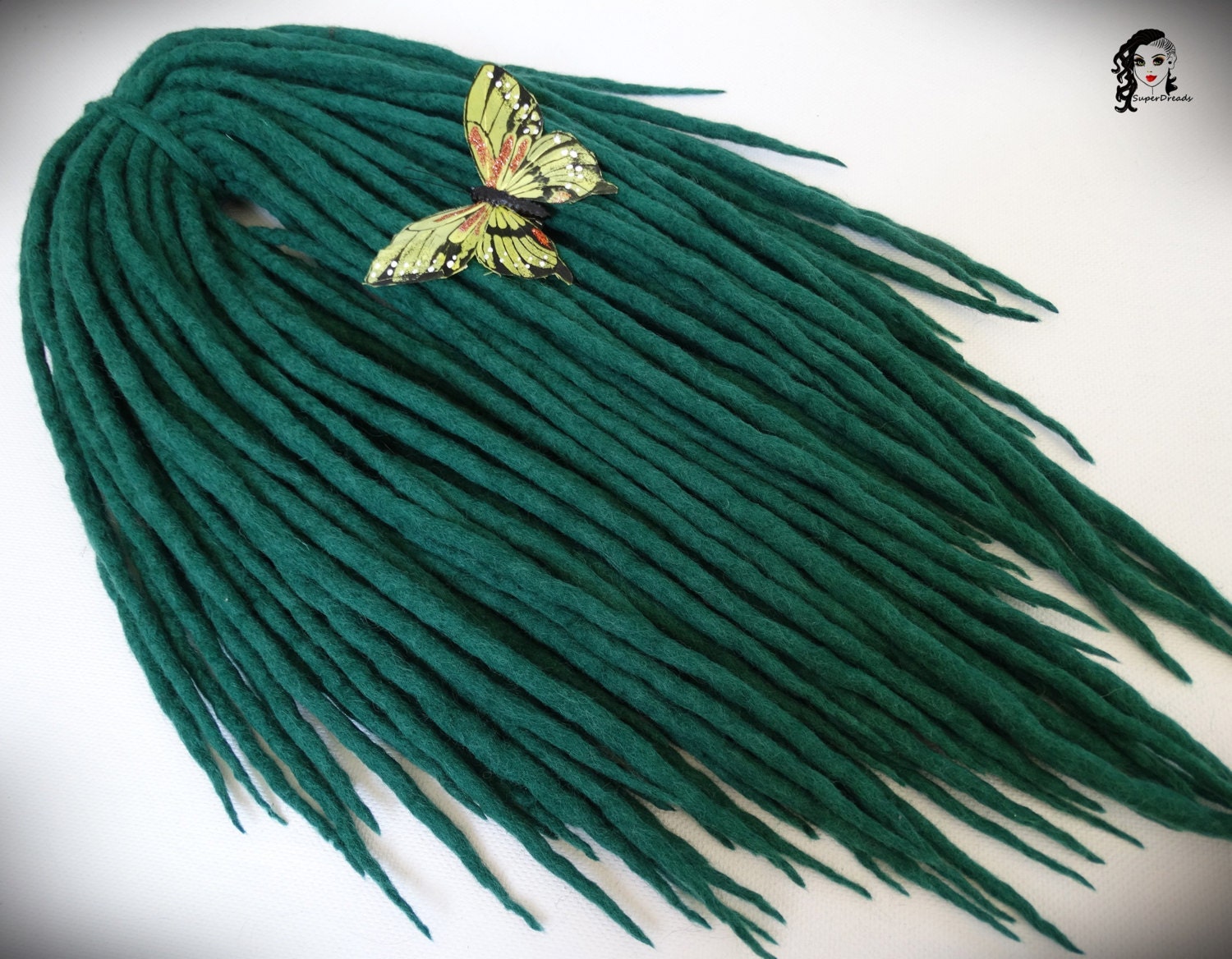 Wolle Dreadlocks Dreads Emerald Grün De Komplettes Set Doppelseitige Dread Haarverlängerungen von Etsy - ElloshopDreads
