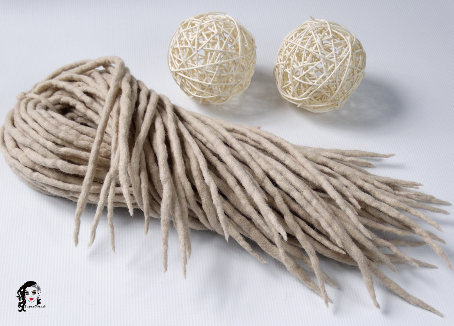 Wolle Dreadlocks Dreads "Hellbeige" De Im Kompletten Set Doppelendige Dreadlocks." von Etsy - ElloshopDreads