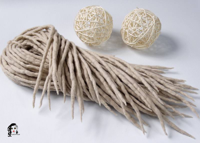 Wolle Dreadlocks Dreads "Hellbeige" De Im Kompletten Set Doppelendige Dreadlocks." von Etsy - ElloshopDreads