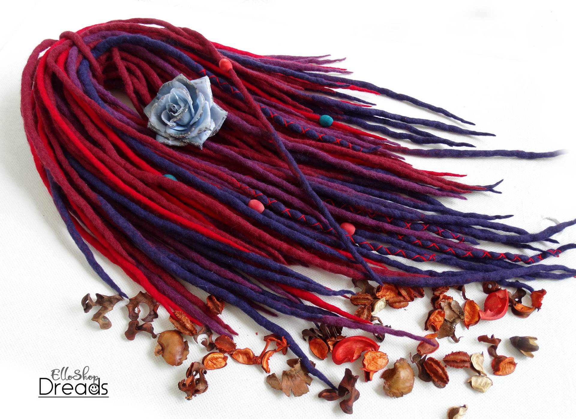 Wolle Dreadlocks Dreads Komplettes Set De „ Johannisbeere Paradies " Double Ended von Etsy - ElloshopDreads