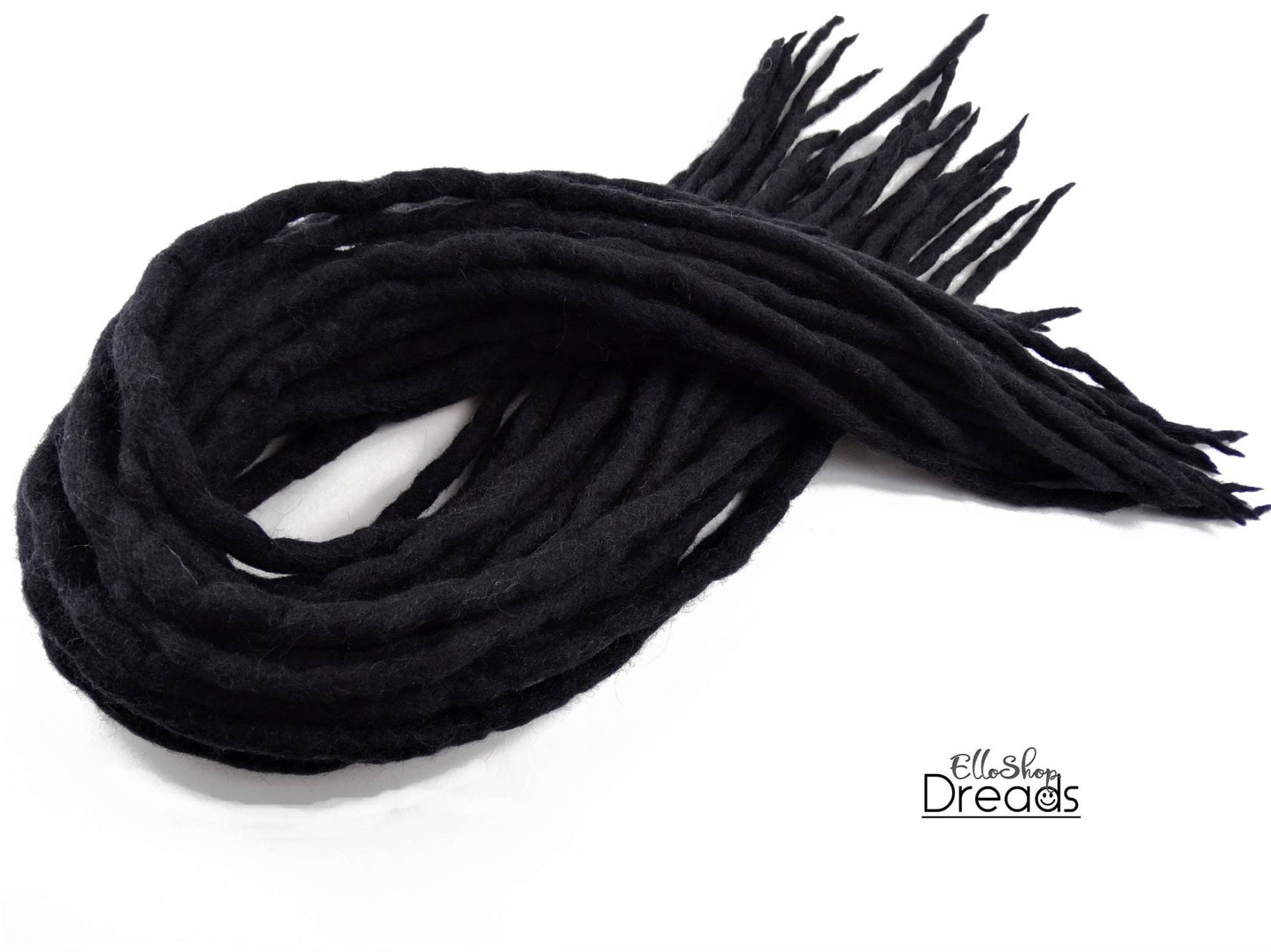 Wolle Dreadlocks Dreads Komplettes Set De Black Dread Doppelendige Haarverlängerungen von Etsy - ElloshopDreads