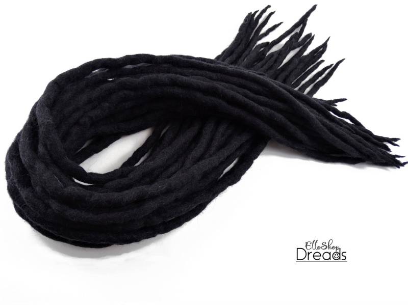 Wolle Dreadlocks Dreads Komplettes Set De Black Dread Doppelendige Haarverlängerungen von Etsy - ElloshopDreads