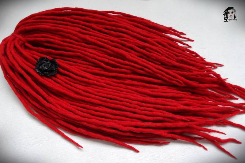 Wolle Dreadlocks Dreads Vollständiges Set De Leuchtend Rote Doppelende Haarverlängerungen von Etsy - ElloshopDreads