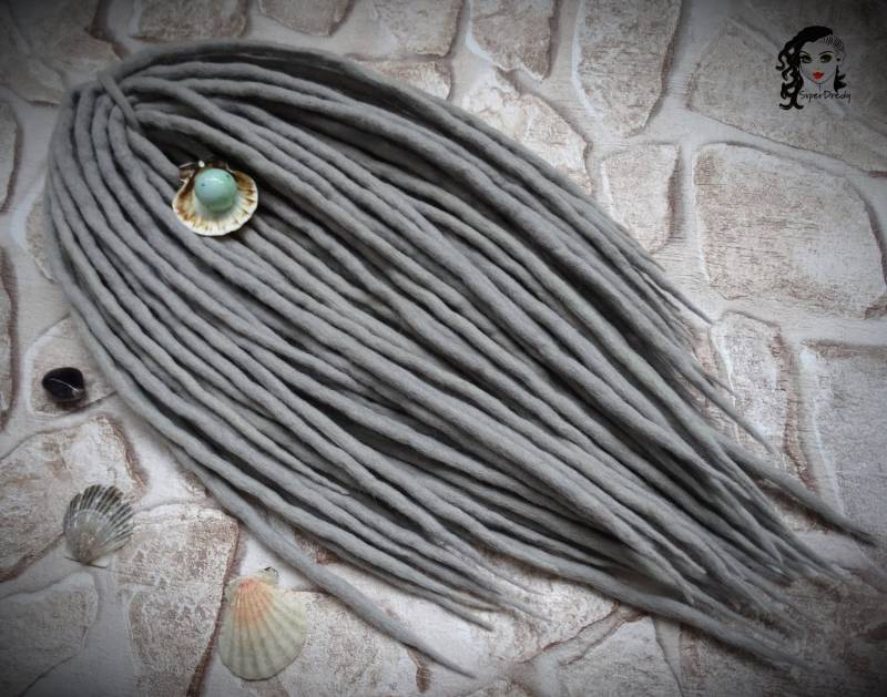 Wolle Dreadlocks Hellgraue Doppelende Haarverlängerungen von Etsy - ElloshopDreads