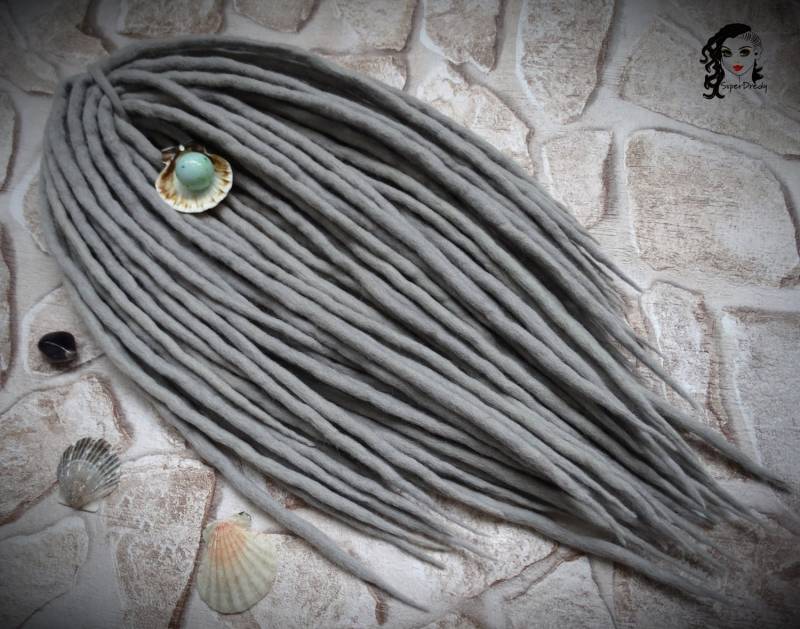 Wolle Dreadlocks Hellgraue Doppelende Haarverlängerungen von Etsy - ElloshopDreads