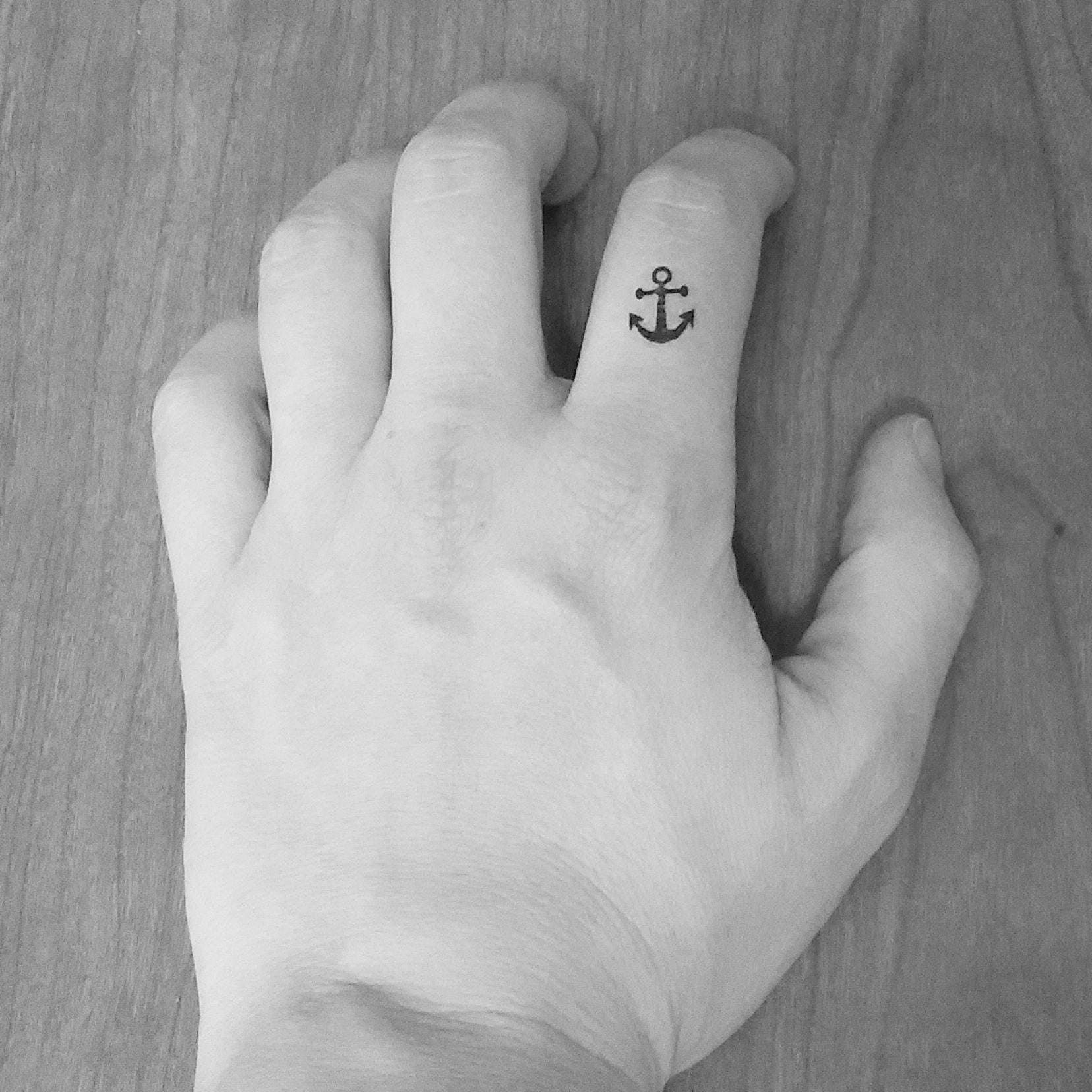 12 Temporäre Tattoos/Bootsanker Miniatur Fingertattoos, Ohren Tattoo Fake Schwarz von Etsy - ElyZeSHOP
