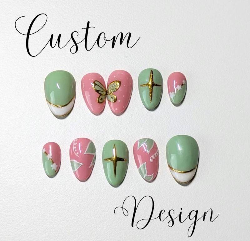 Customizable Press On Nails | Complex Design Set Reusable Handmade von Etsy - EmmsAtelier