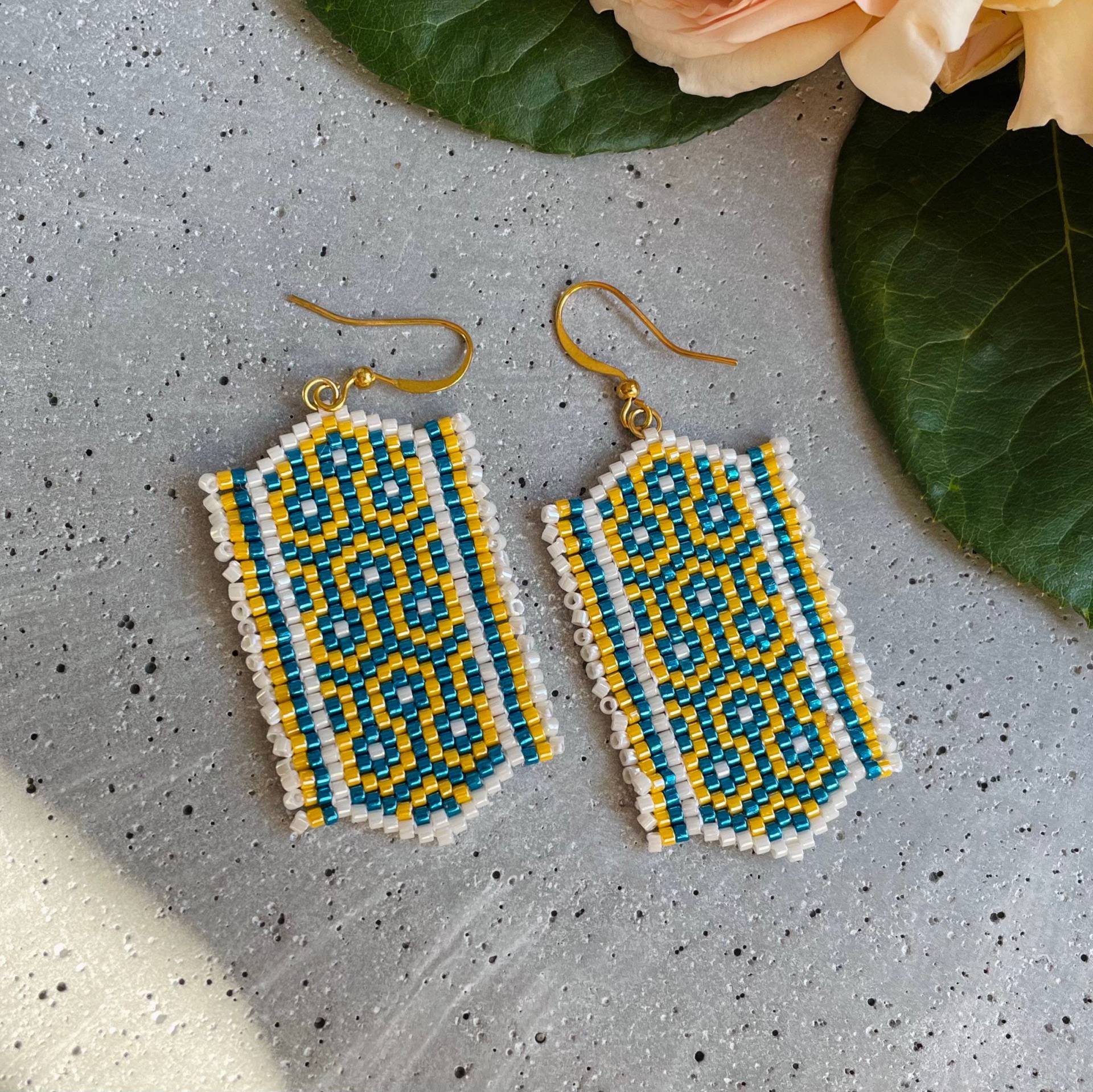 Brick Stitch Earrings | Miyuki Fringe Earrings Cute Beaded Colorful von Etsy - EngzamiChhangte