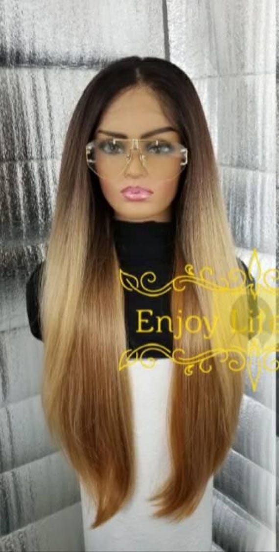 3 Farbe Blond Braun Schwarz 360 Ombre Balayage Traum Natürlich Aussehende Lace Front Perücke Perfekt Für Hochsteckfrisuren von Etsy - Enjoylifewigs