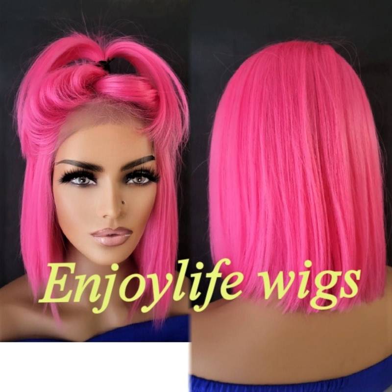 H.d Rosa Traum Bob-Spitzenfront-Perücke von Etsy - Enjoylifewigs