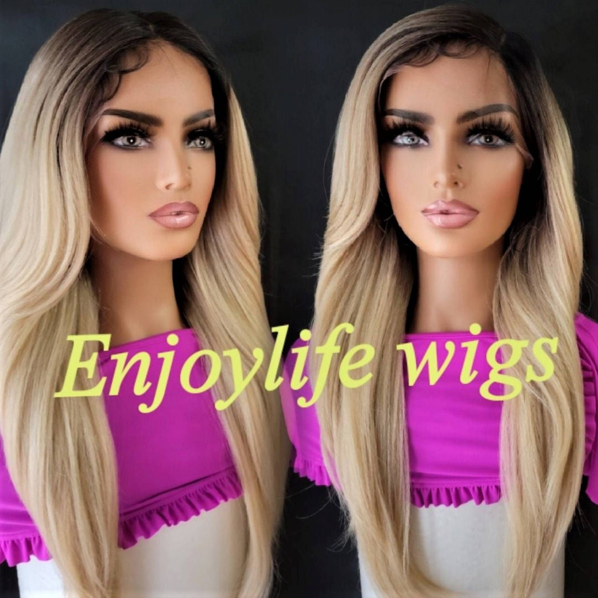 Lockere Welle Balayage Ombre Blonde Dunkle Wurzelspitze Vorderseite H.d Perücke von Etsy - Enjoylifewigs