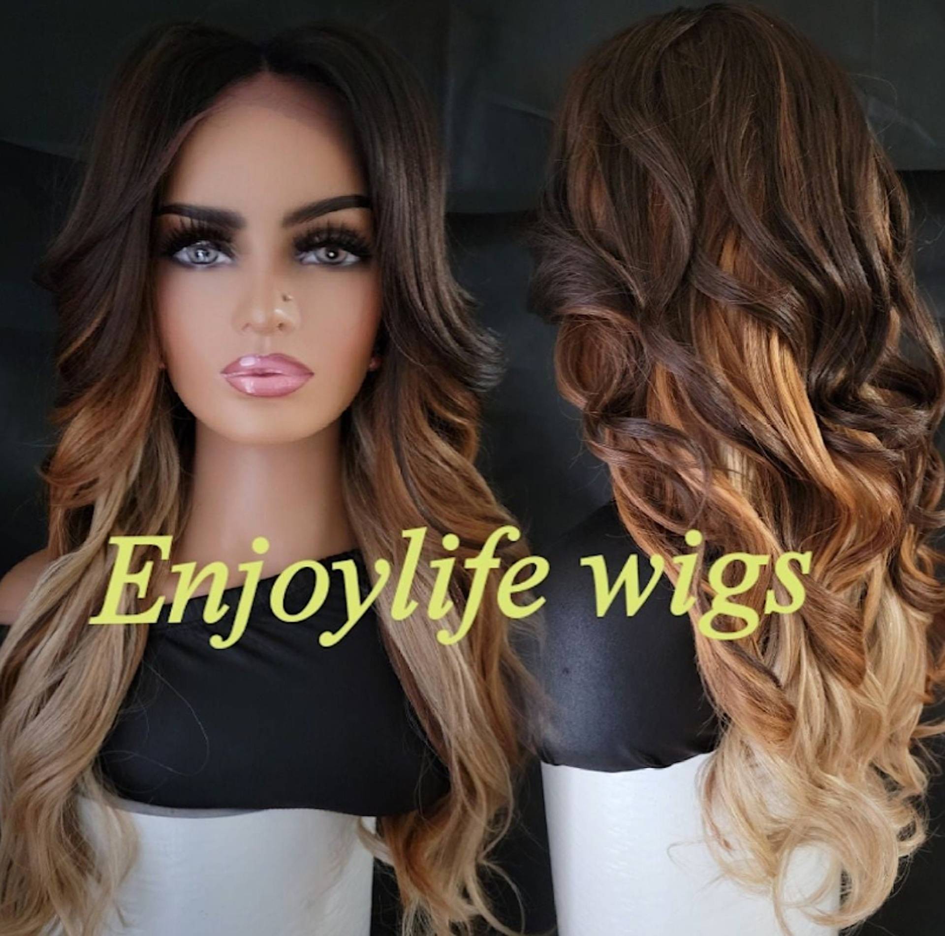 Wow Balayage 3 Farbe Braun Blonde Lose Wellige Perücke von Etsy - Enjoylifewigs