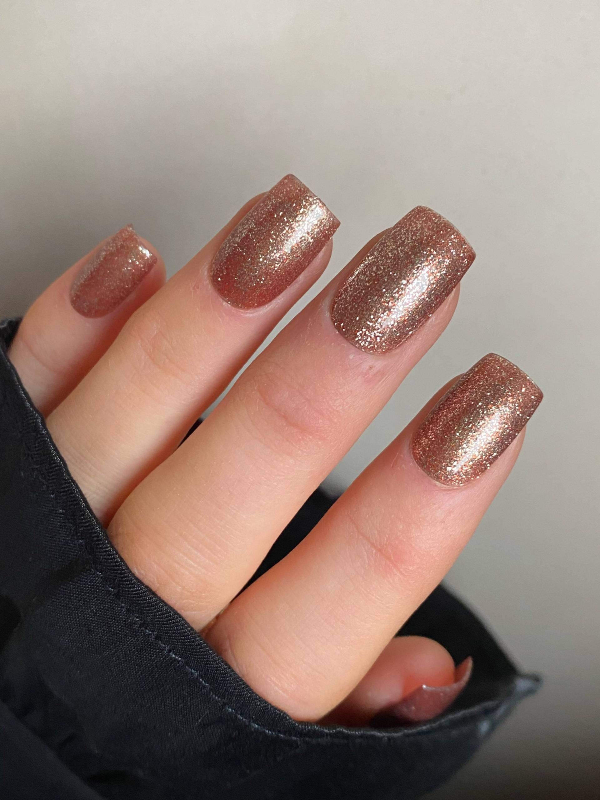 Bronze Glitter Custom Press On Nails | Weihnachten Stick Luxus Gold Falsche Nägel Bronze Glitter Custom Press On Nails | Weihnachten Stick Luxus Gold Falsche Nägel von Etsy - Enroutenails