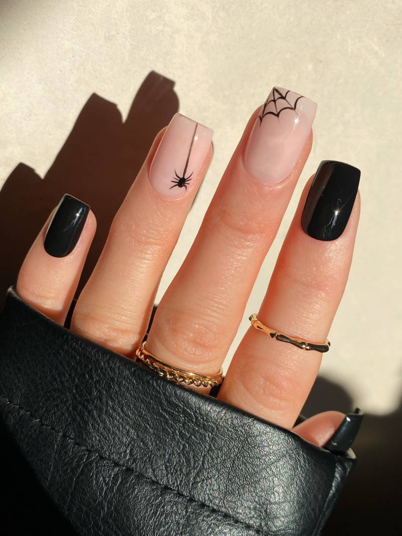 Halloween Spinne Und Netz Benutzerdefinierte Drücken Sie Auf Die Nägel | Luxus-False Nails Schwarzer Aufkleber von Etsy - Enroutenails