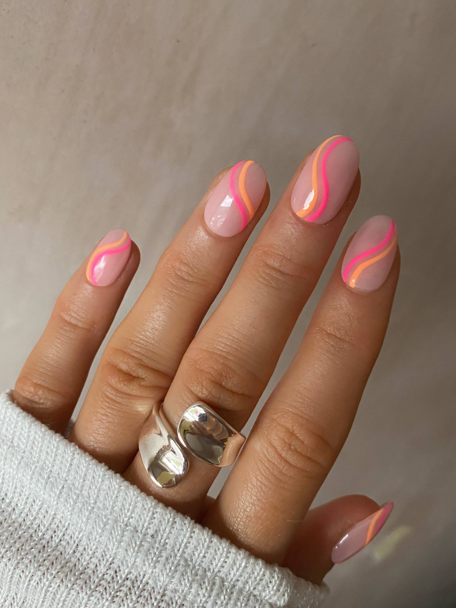 Pink Und Orange Swirl Custom Press On Nails Pink Und Orange Swirl Custom Press On Nails von Etsy - Enroutenails
