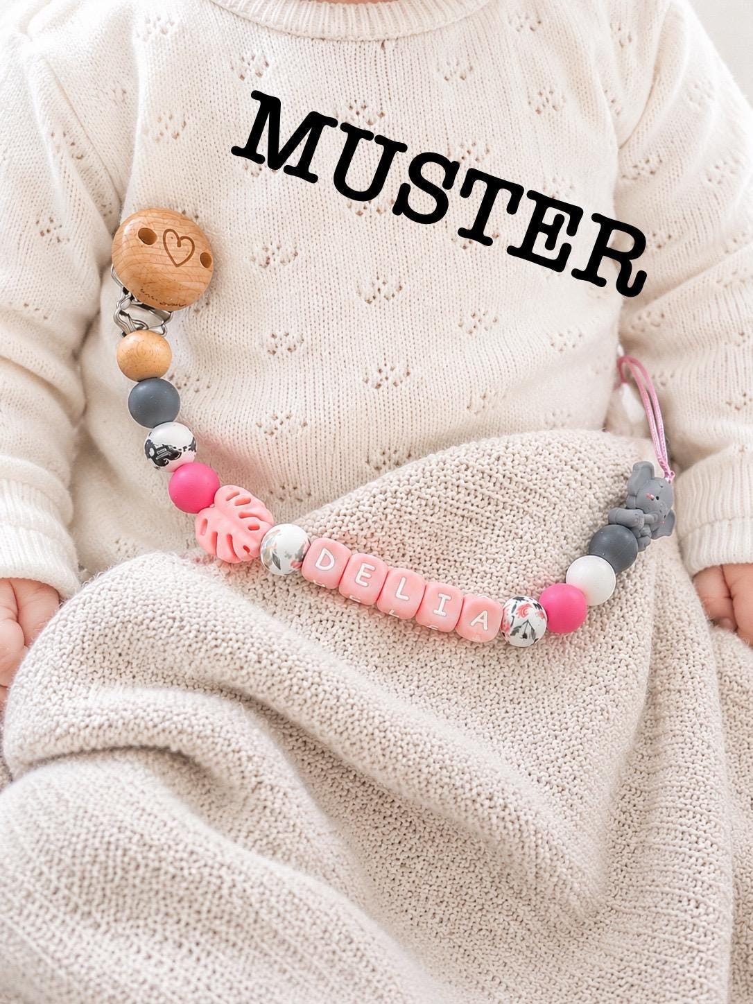 Personalisierte Schnullerkette „Delia" | Individuelles Babygeschenk Beispiel/Muster Personalisierte Schnullerkette „Delia" | Individuelles Babygeschenk Beispiel/Muster von Etsy - ErfolgMitStyle