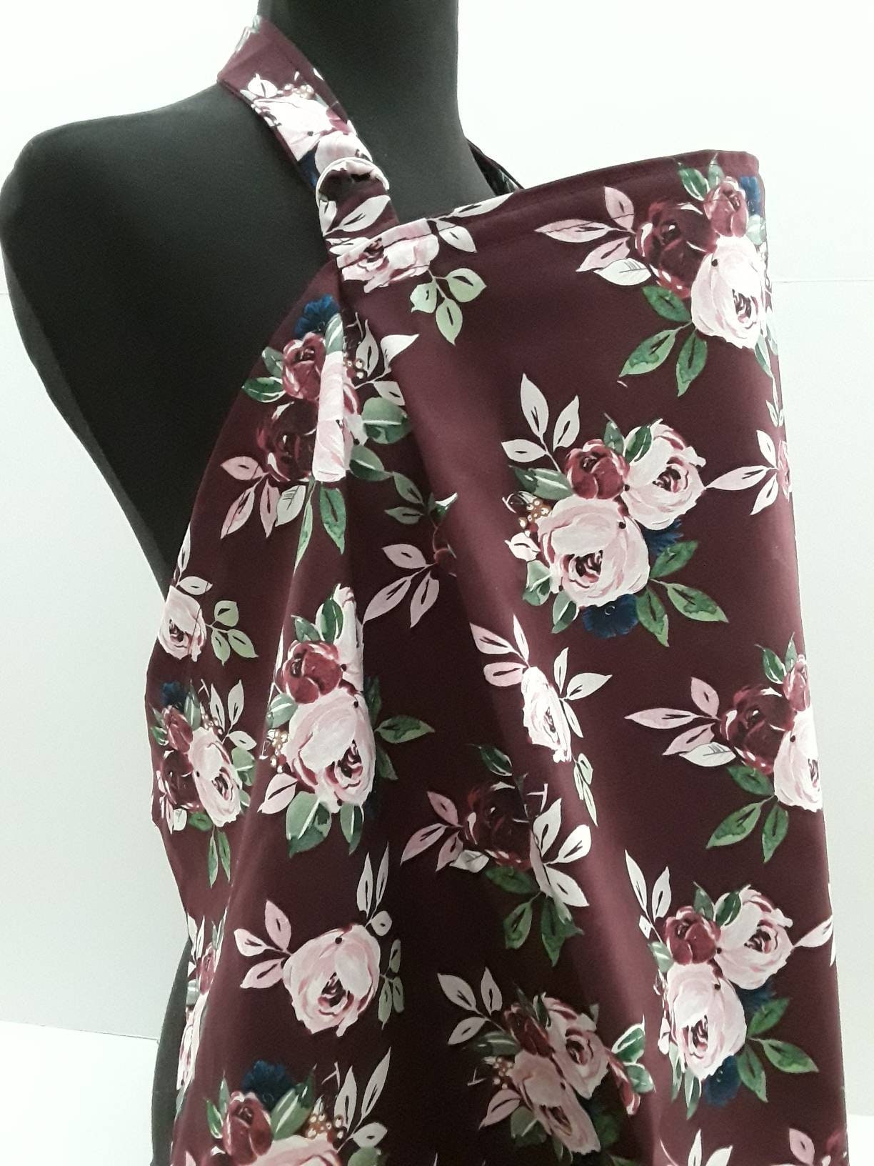 stillschal Aus Weinroter Baumwolle Mit Blumenmuster Und D-Ring von Etsy - Essiedesigns
