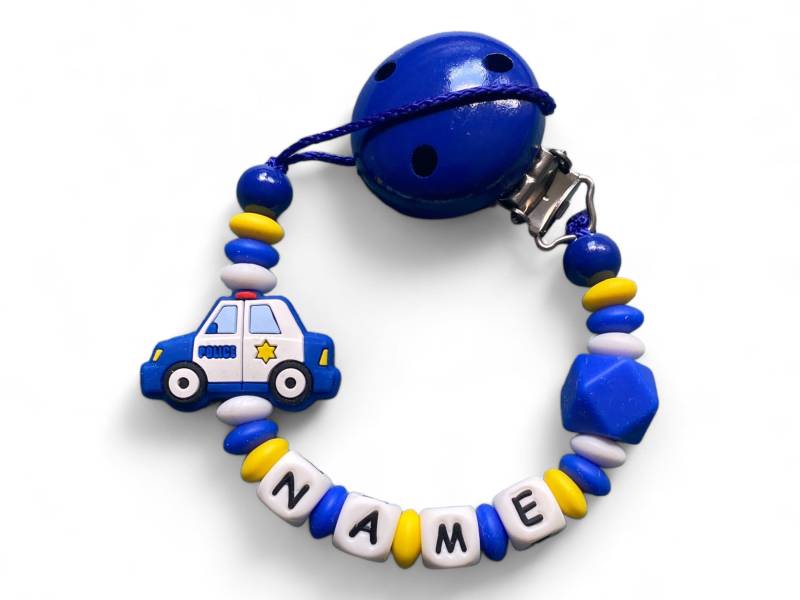 Nuckelkette Schnullerkette Polizeiauto Mit Namen Und Hexagonperle Nuckelkette Schnullerkette Polizeiauto Mit Namen Und Hexagonperle von Etsy - EulenshopVonBiene