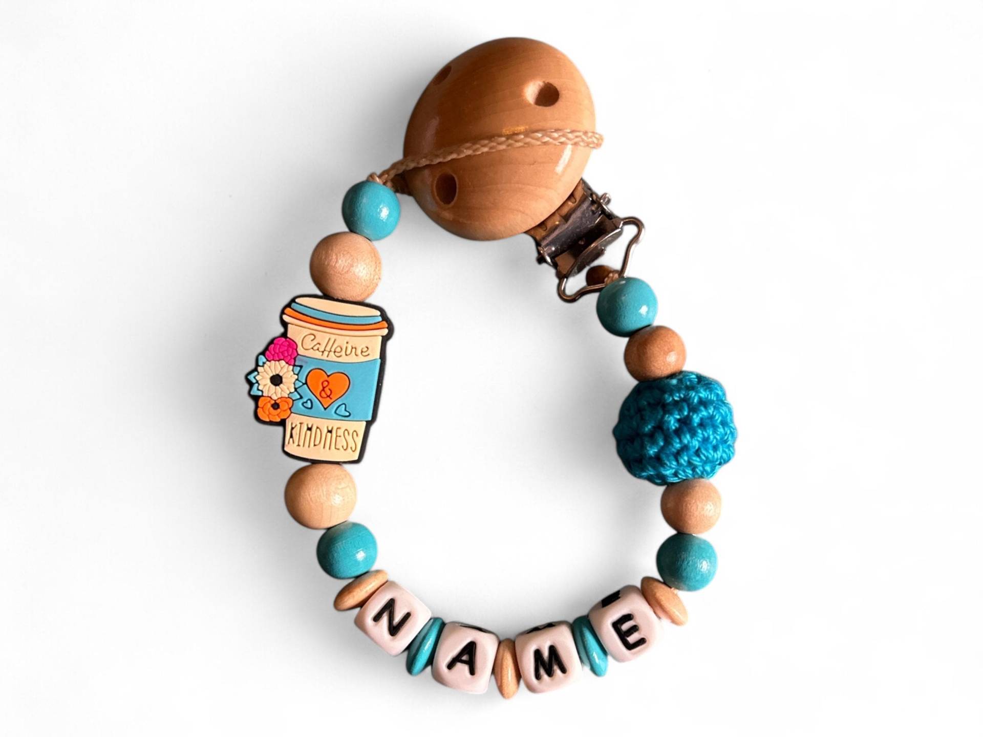 Personalisierte Schnullerkette Mit Namen - Kaffeebecher Für Baby Geschenk Zur Geburt & Taufe Schnullerband Häkelperle Personalisierte Schnullerkette Mit Namen - Kaffeebecher Für Baby Geschenk Zur Geburt & Taufe Schnullerband Häkelperle von Etsy - EulenshopVonBiene