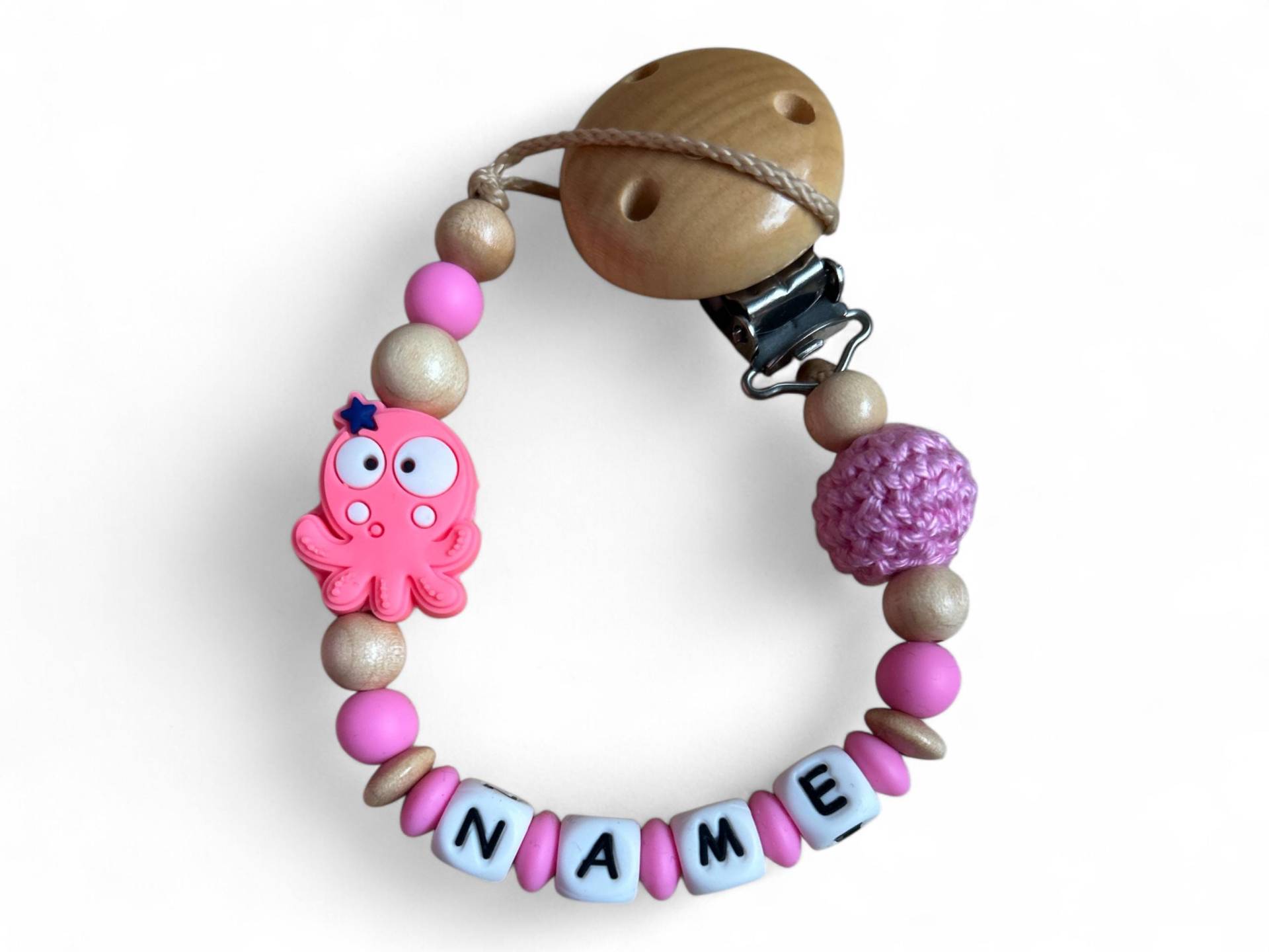 Personalisierte Schnullerkette Mit Namen - Octopus Für Baby Geschenk Zur Geburt & Taufe Schnullerband Häkelperle von Etsy - EulenshopVonBiene