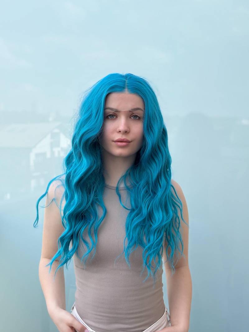 Blaue Spitze-Front-Perücken Perücken Gewellte Lange Perücke Halloween Cosplay von Etsy - Evanesswigs