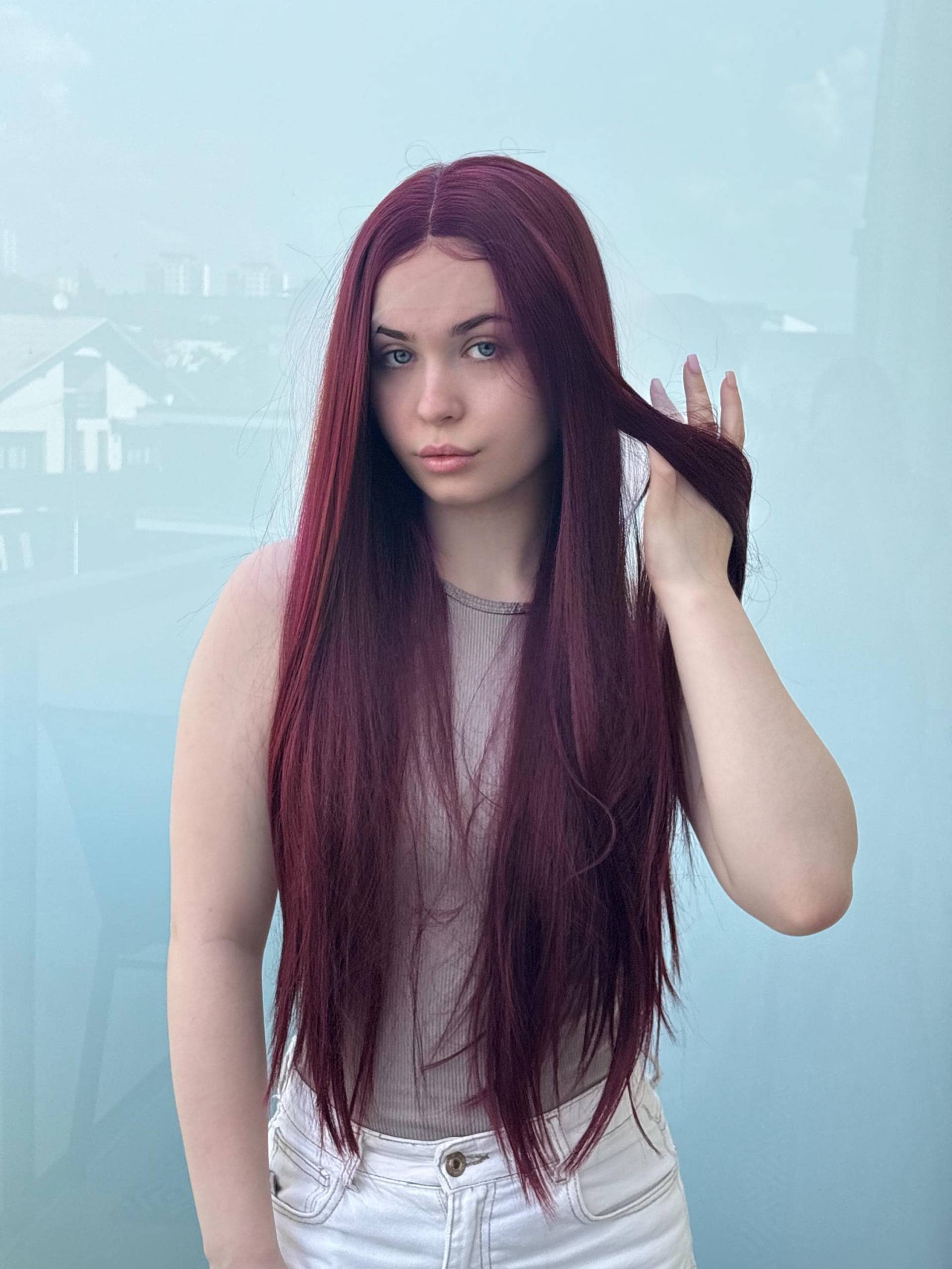 Burgund Rote Spitze-Front-Perücke Cosplay Halloween Perücke Ziehen Königin Perücken Wein Rot Gerade Spitze von Etsy - Evanesswigs
