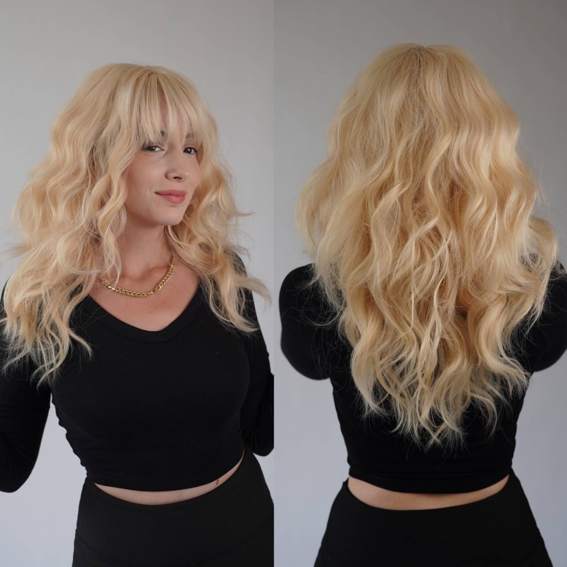 Erdbeer-Goldene Blonde Perücke Mit Pony von Etsy - Evanesswigs