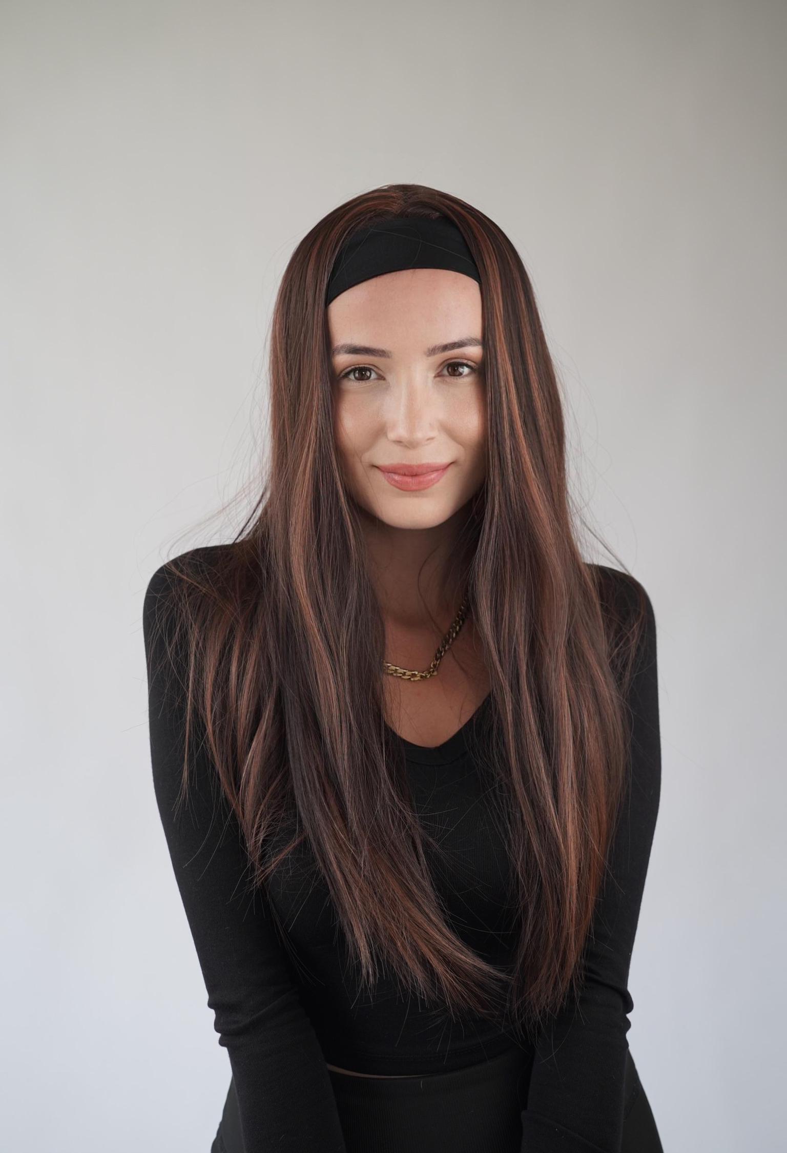 Lange Glatte Braune Stirnband-Perücke Für Jeden Tag von Etsy - Evanesswigs
