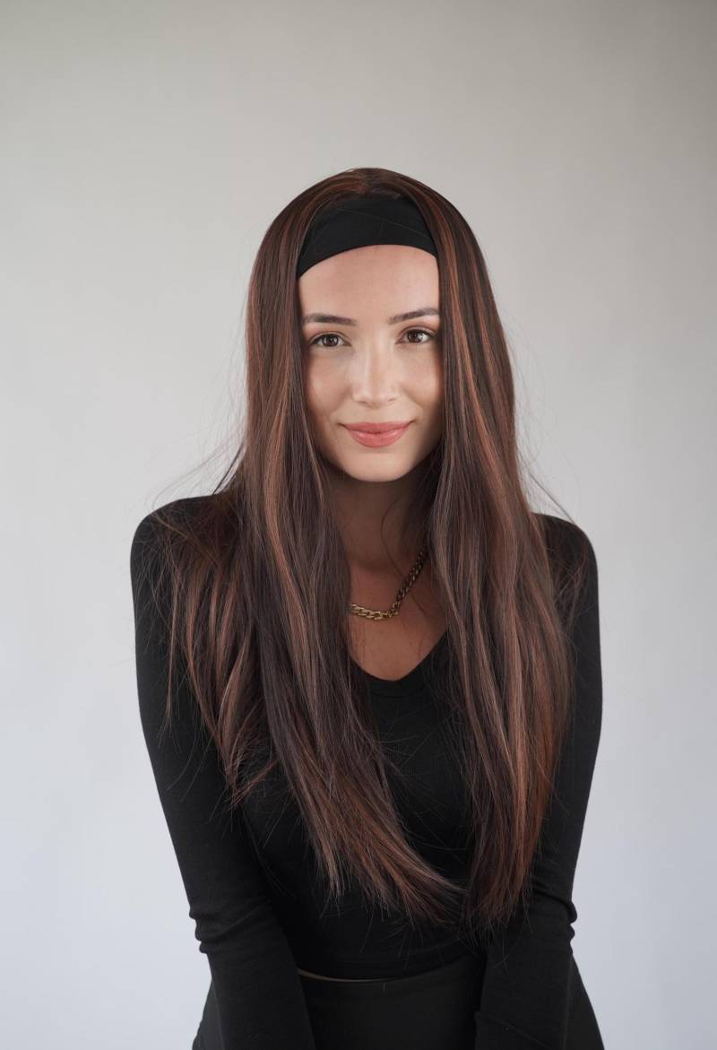 Lange Glatte Braune Stirnband-Perücke Für Jeden Tag von Etsy - Evanesswigs