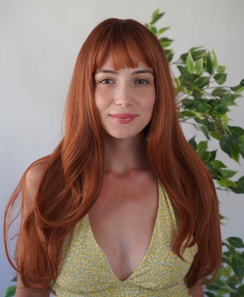 Lange Ingwer Perücke Mit Pony, Hitzebeständige Faser, Cosplay von Etsy - Evanesswigs