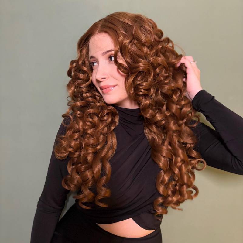 Lange Lockige Karamell Braun 13 X 6 Hd Lace Front Perücke Kleberlose von Etsy - Evanesswigs