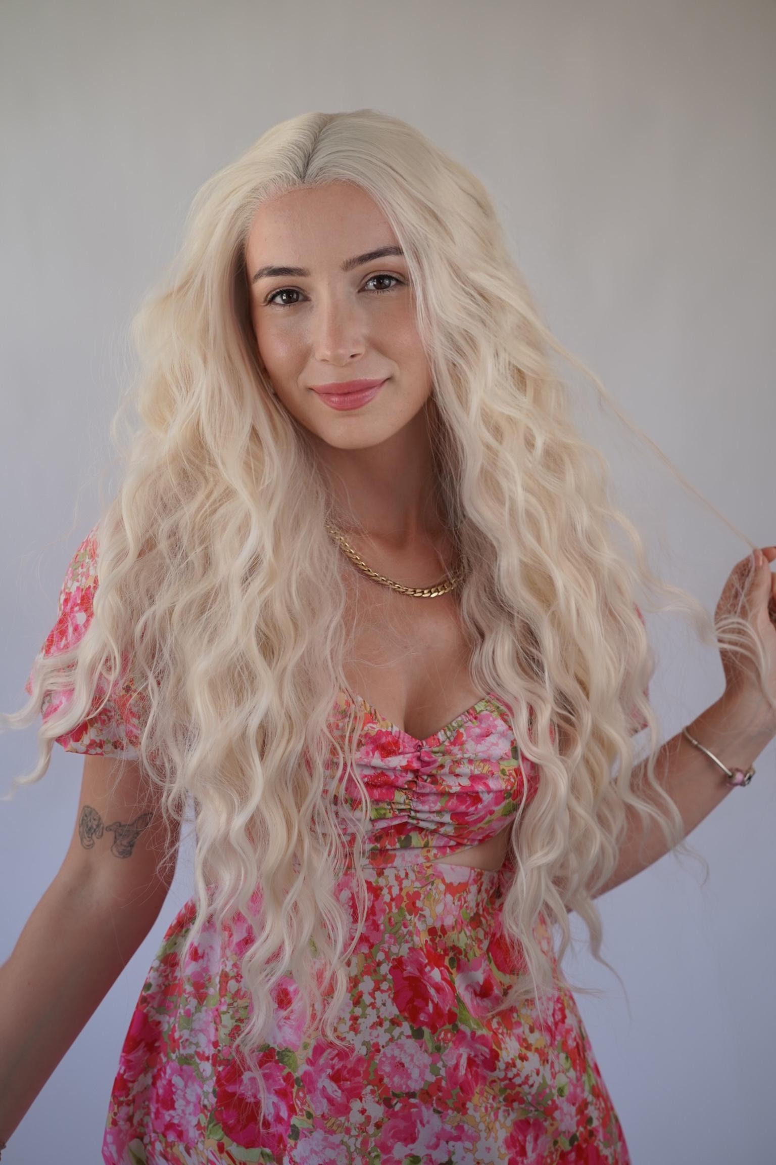 Lange Natürliche Gewellte Platin Blonde Transparente Spitze Vorne Perücken von Etsy - Evanesswigs