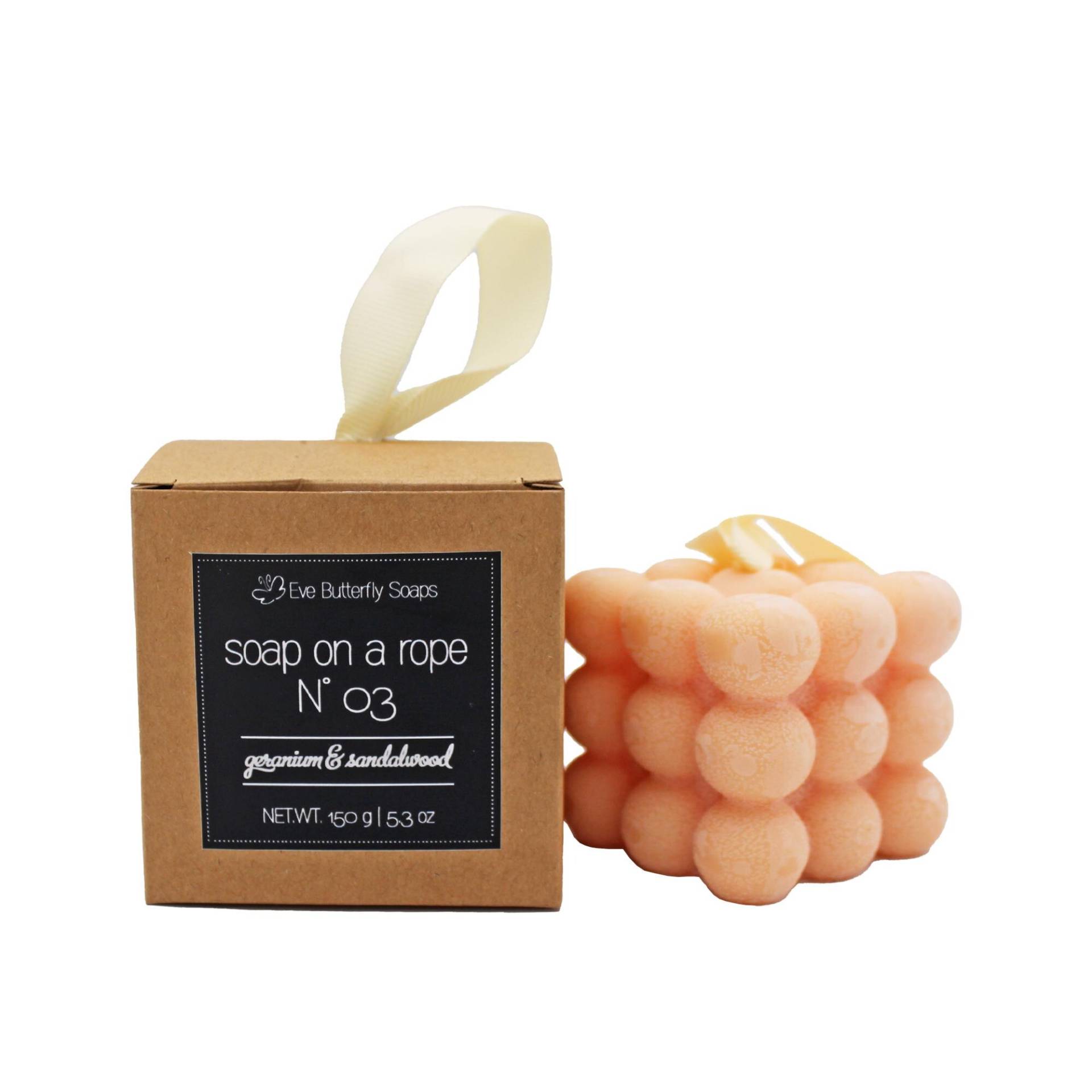 Soap On A Rope Nr. 03 - Geranium & Sandalwood | Massageseife Mit Band, Duft Nach Sandelholz Und Geranie Soap On A Rope Nr. 03 - Geranium & Sandalwood | Massageseife Mit Band, Duft Nach Sandelholz Und Geranie von Etsy - EveButterflySoaps