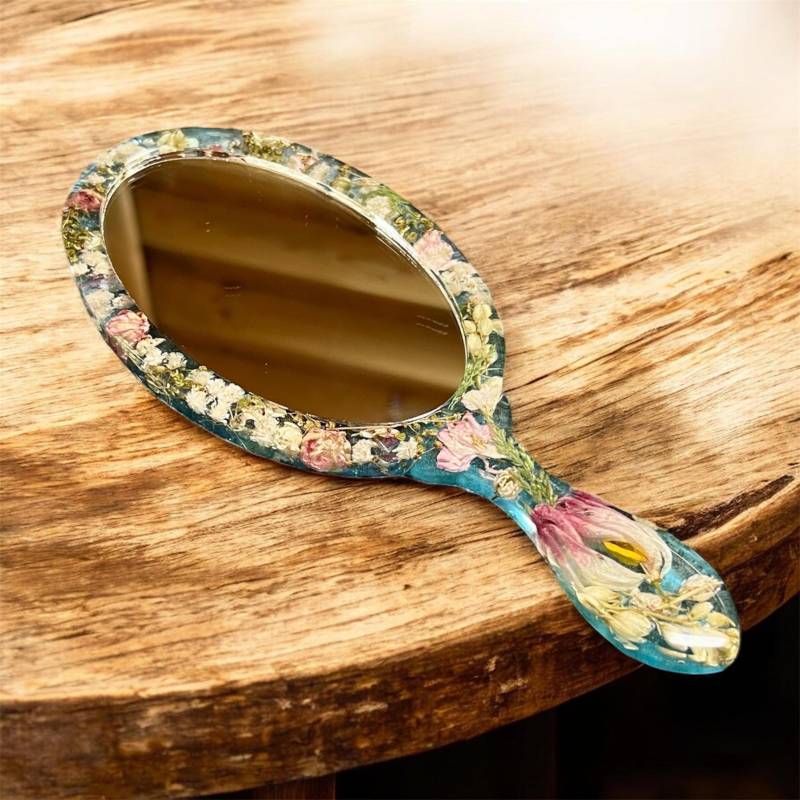 Eleganter Handgemachter Epoxyspiegel, Perfekte Geschenkidee, Echte Blumenharzdekor, Schickes Geschenk Für Frauen von Etsy - Evleanro