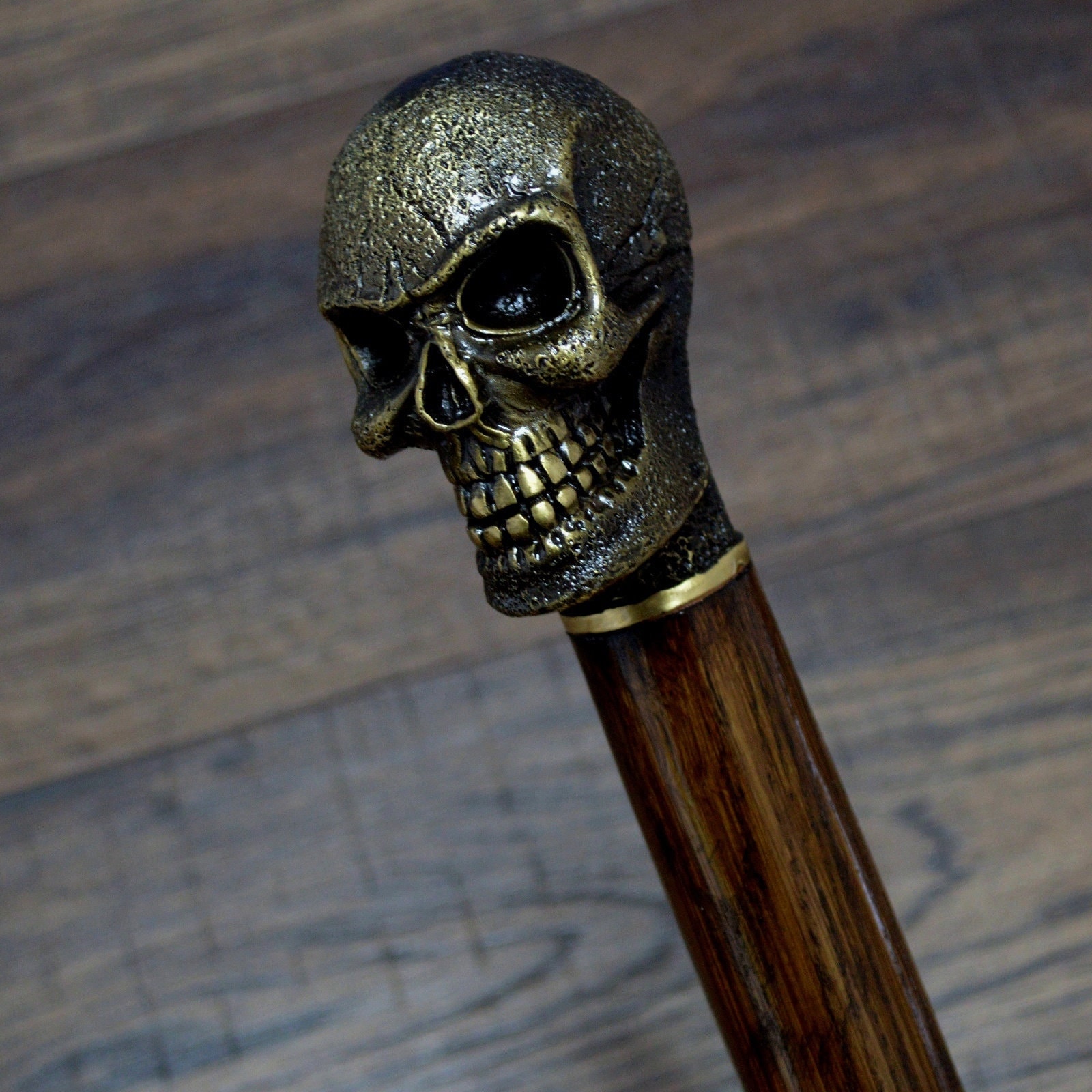 Totenkopf Bronze Gehstock Holzstock Spazierstock Handgefertigter Exklusiv Und Unikat von Etsy - ExclusiveCane