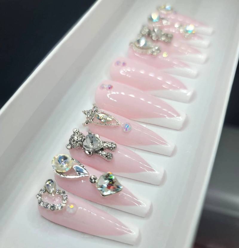 Elegante French Tip Nägel/ Brautnägel/ Hochzeitsnägel von Etsy - ExpressnailsDesigns