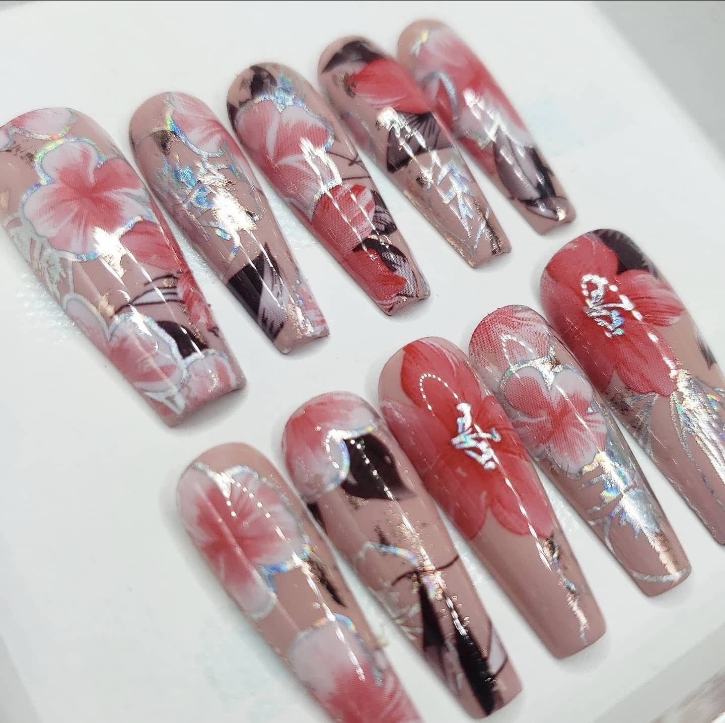 Rosa Nägel/Blumennägel Blumendrucknägel Kirschblütennägel Drücken Sie Auf Die Rosa Nägel/Blumennägel Blumendrucknägel Kirschblütennägel Drücken Sie Auf Die von Etsy - ExpressnailsDesigns