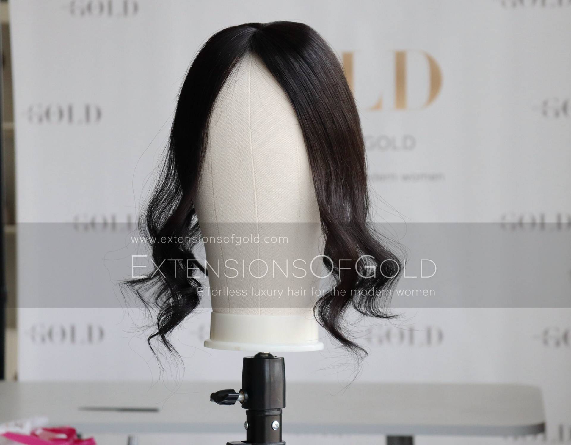 14 "Light Volume Echt Echthaar Topper 2, 4x3, 5" Silk Base Pre-styled Natural Black 120% Density Premium von Etsy - ExtensionsOfGold