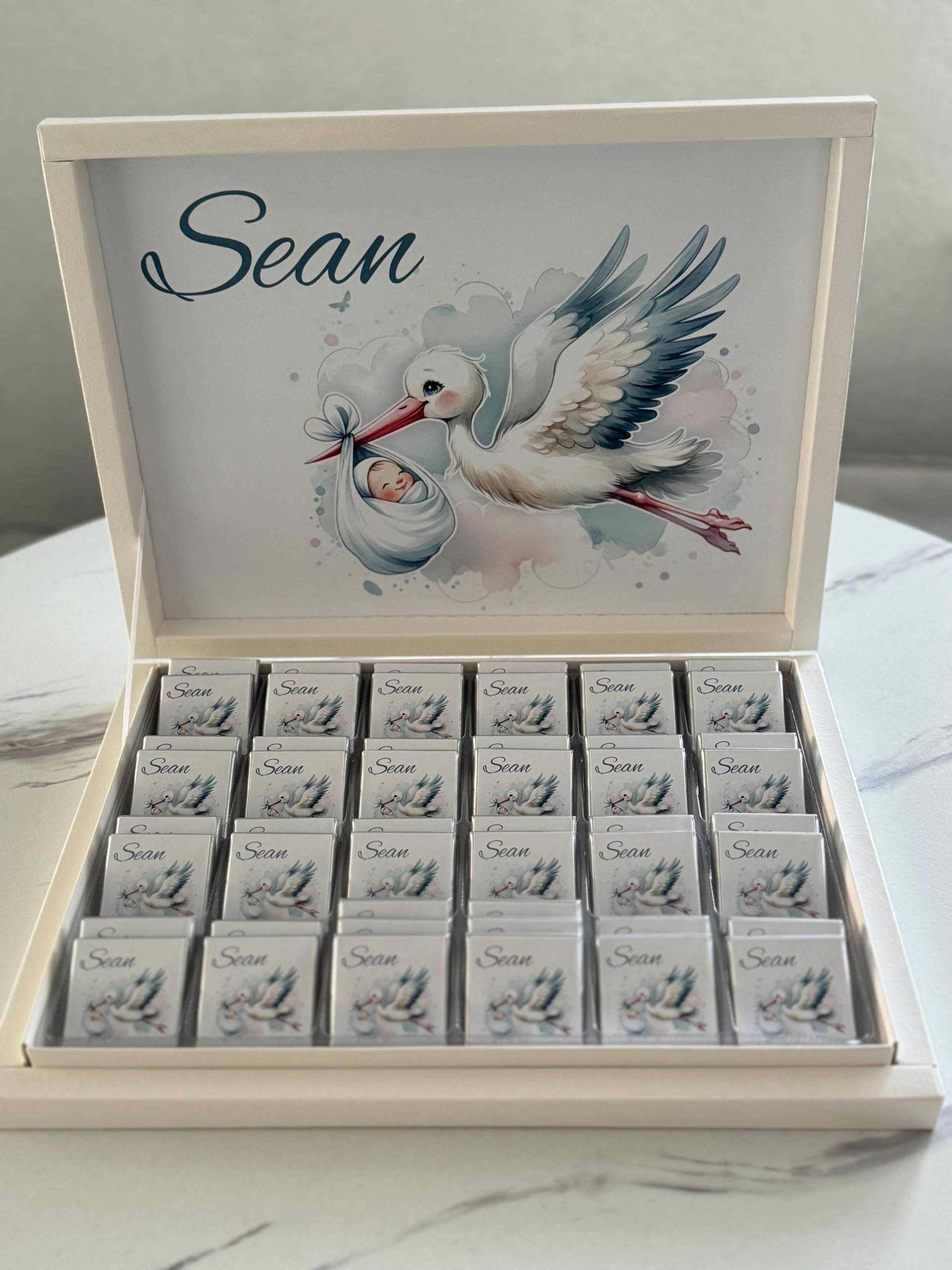 Personalisiertes Geschenk Zur Geburt Personalisierte Schokobox Junge | Geschenkbox Mit Schokolade von Etsy - EymaKunst