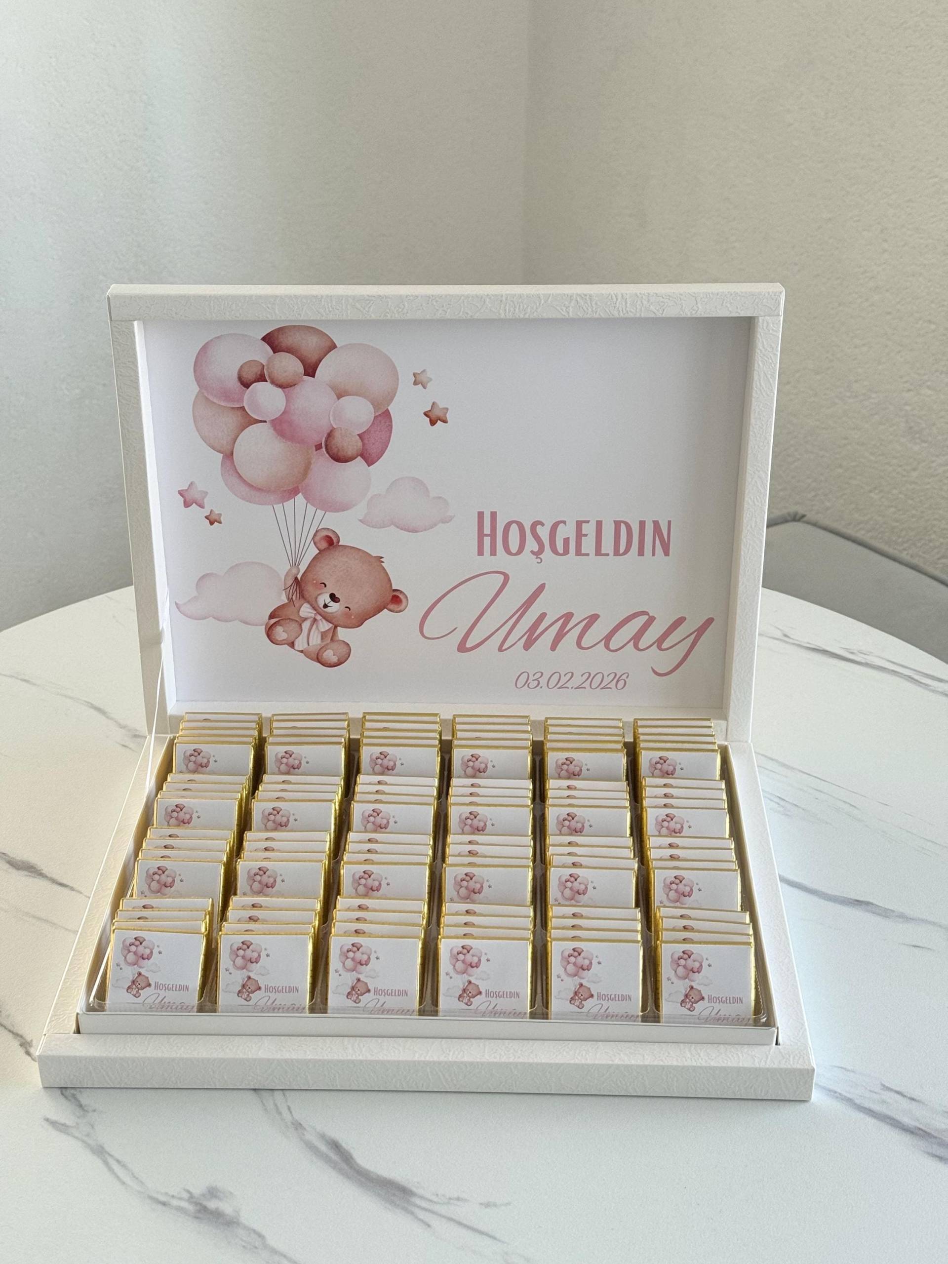 Hoşgeldin Bebek Çikolatası | Personalisiertes Baby Geschenk Shower Gastgeschenk Mevlüt Schokolade Mädchen Geburt von Etsy - EymaKunst