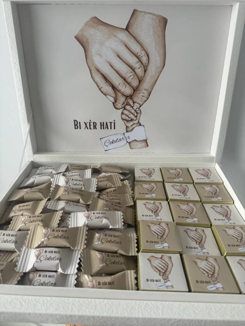 Personalisierte Baby Geschenkbox Mit Namen | Teddy Design Süßigkeiten Geschenk Zur Geburt & Taufe Mixbox von Etsy - EymaKunst