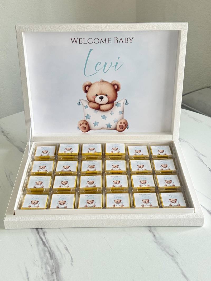 Personalisierte Schokobox Zur Geburt - Baby Geschenk Mit Name Taufgeschenk Junge -Geschenkidee Geschenkbox Schokoladenbox Mevlid von Etsy - EymaKunst