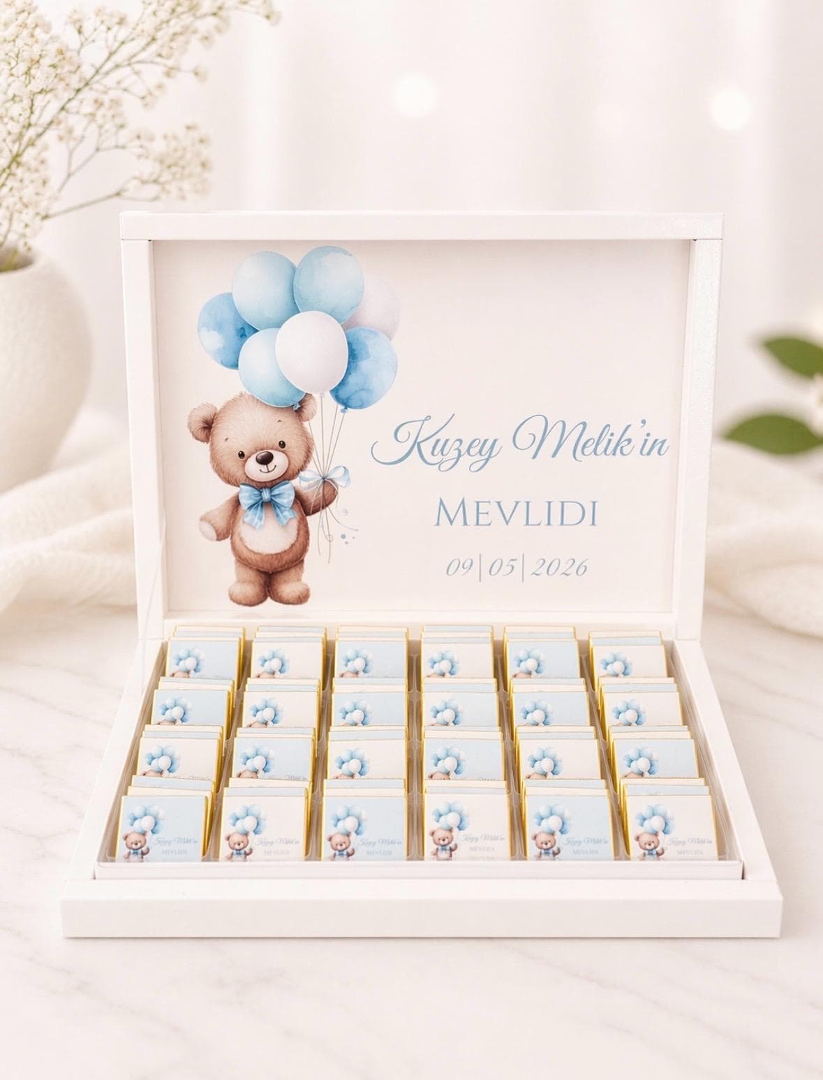 Personalisierte Schokobox Zur Mevlid - Baby Geschenk Mit Name Taufgeschenk Junge -Geschenkidee Geschenkbox Schokoladenbox Bestseller von Etsy - EymaKunst