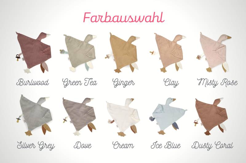 Schnuffeltuch-Gans, Kuscheltuch, Namensstickerei, Pale Pink, Ice Blue Personalisiert, Geschenk Zur Geburt, Für Taufe, Babyparty von Etsy - FAMILYLaden