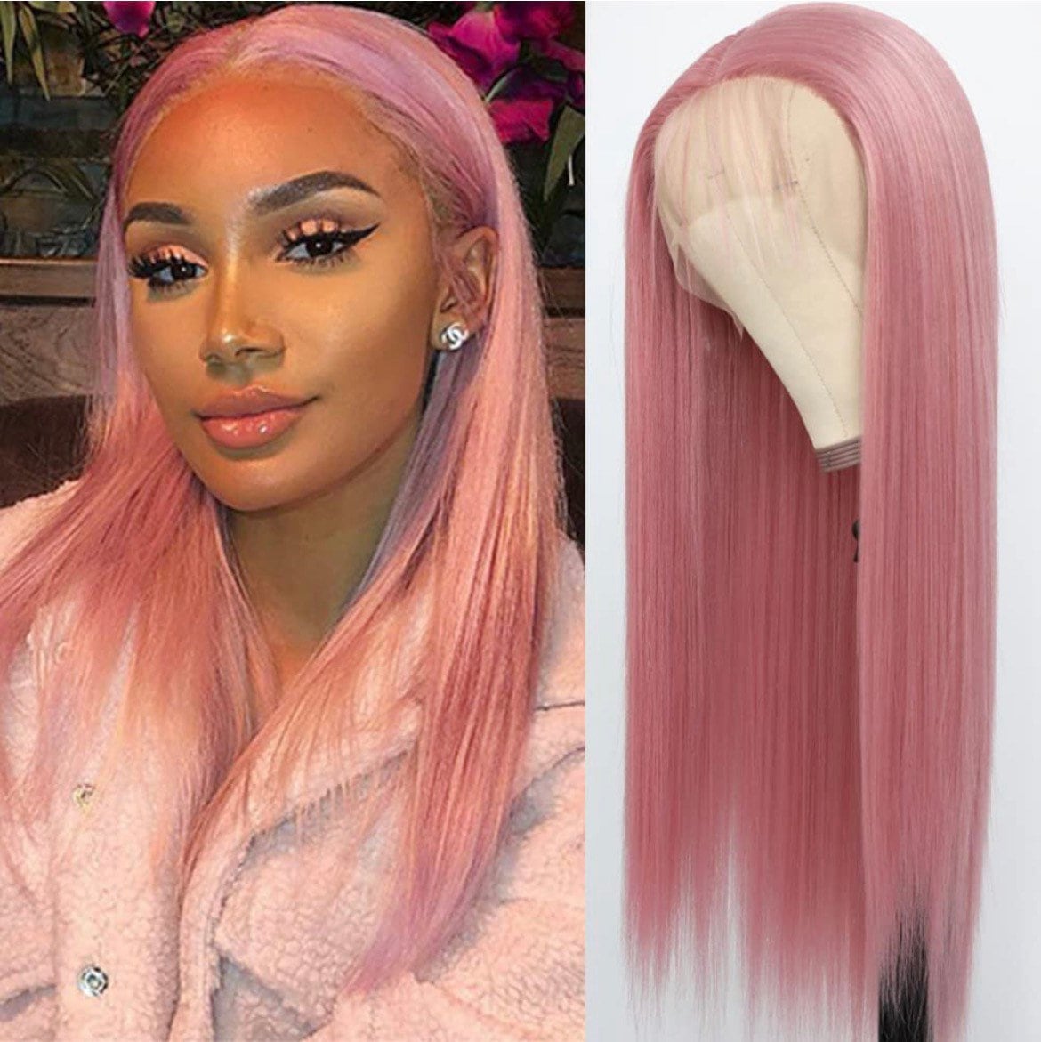 22" Coachella Rosa Rose Straight Lacefront Perücke Neu 4" Vorderteil Platz von Etsy - FASHIONDEITY